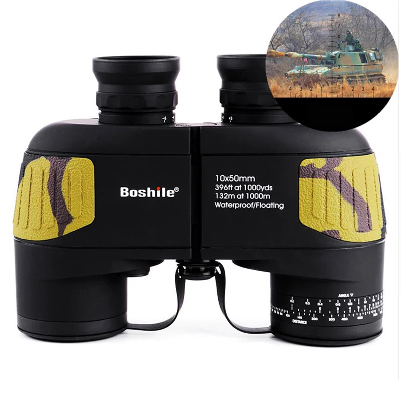 Boshile Caza Binoculars 10x50 Zoom Telescope Built-in Rangefinder Navigation HD Optics High Times Waterproof Scope For Hunting