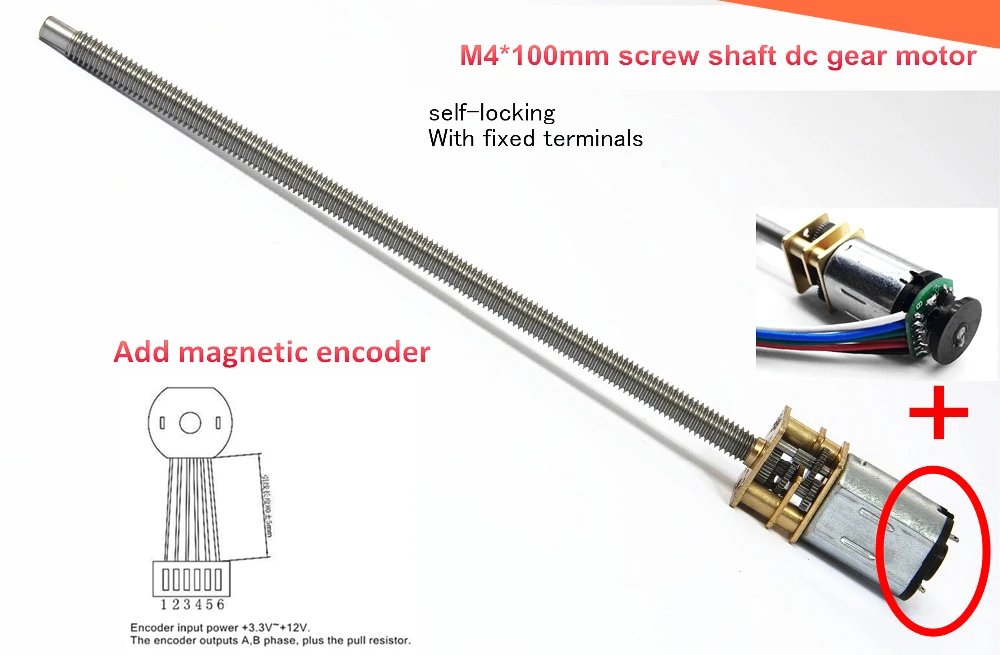 Новинка! M4 * 100 мм винтовой вал dc мотор-редуктор с магнитным кодером DIY Миниатюрный
