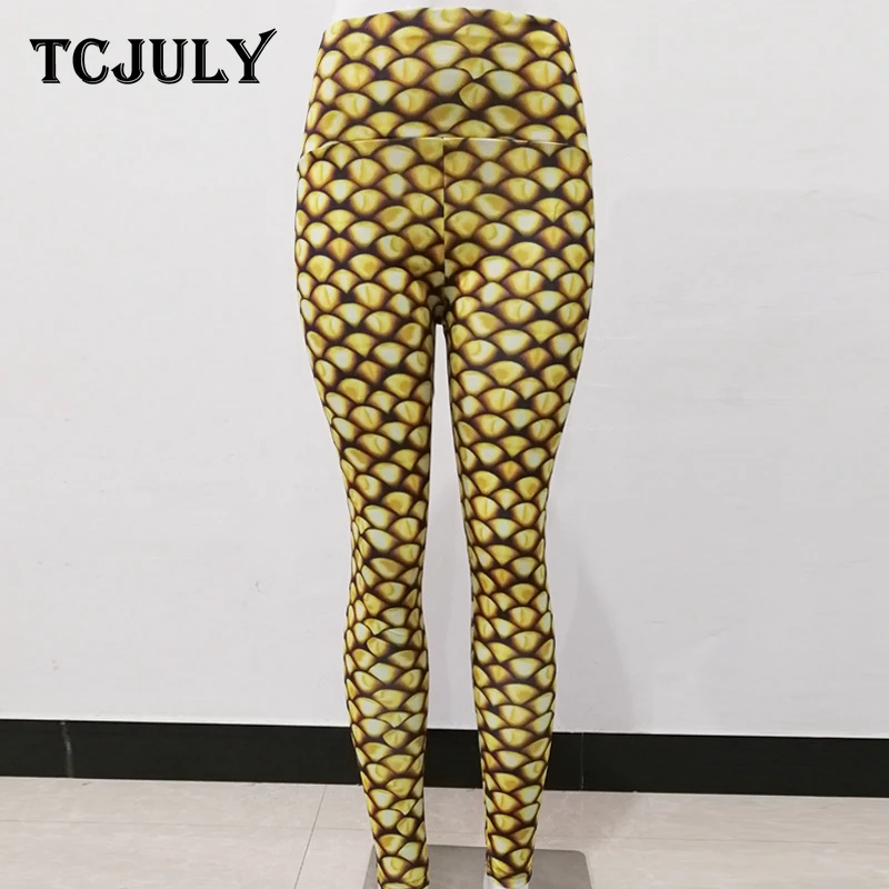TCJULY модные золотые с принтом в виде рыбьей чешуи леггинсы русалка брюки для