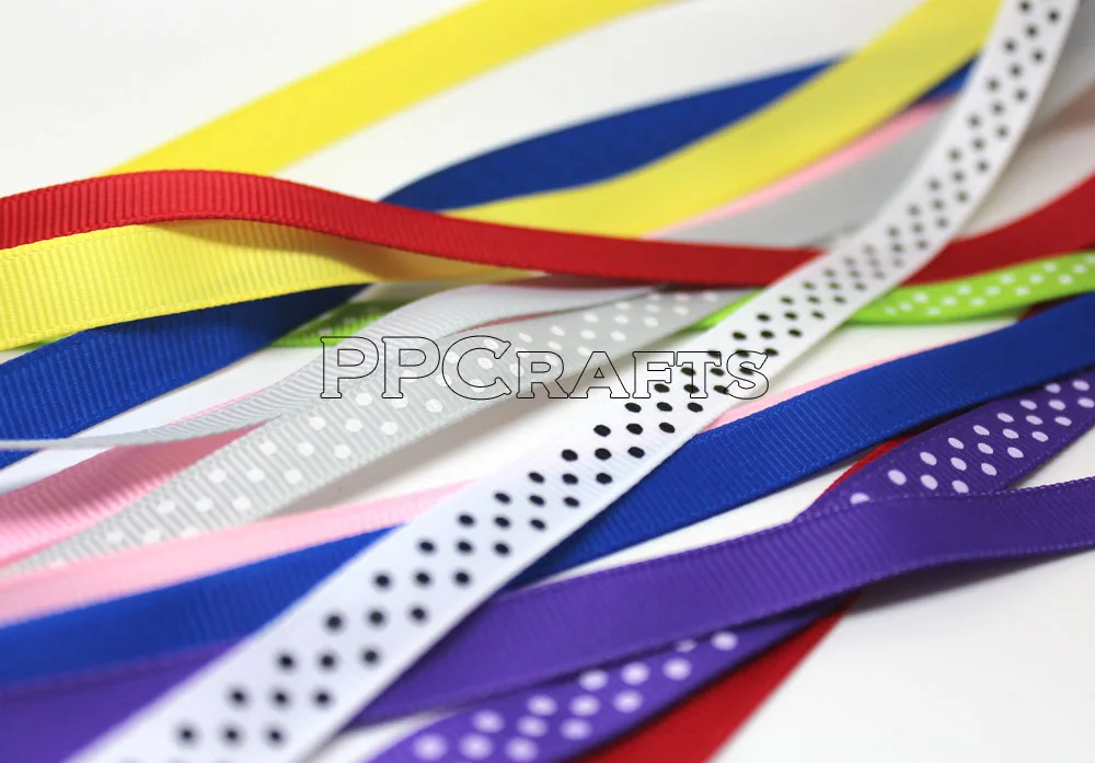 PPCrafts 20 видов конструкций 3/8 &quot(дюйм) 9 мм одноцветная и в горошек печатная Grosgrain