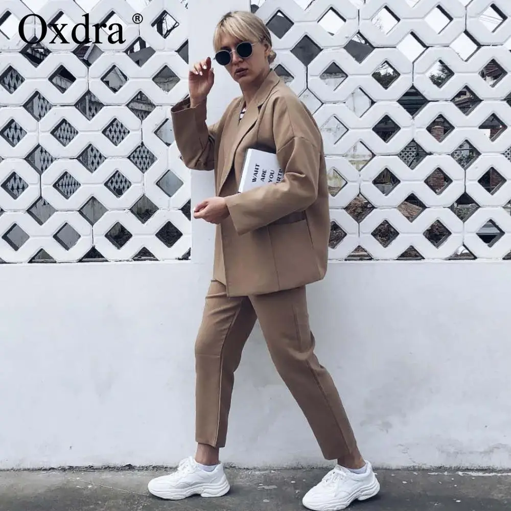 Женский пиджак Oxdra классический однотонный повседневный костюм с длинным