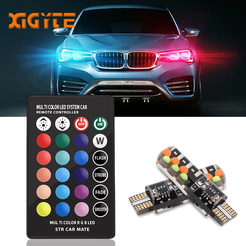 Автомобильный светодиодный T10 RGB W5W Габаритные фонари для автомобиля 194 168