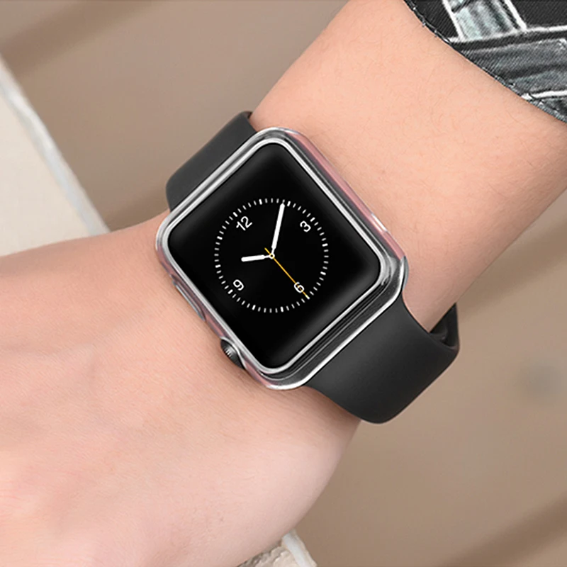 luxury Soft TPU Case For Apple Watch 4 44mm 40mm 42mm 38mm 2 3 Series All-around Transparent Silicone Full Cover Protection Capa |