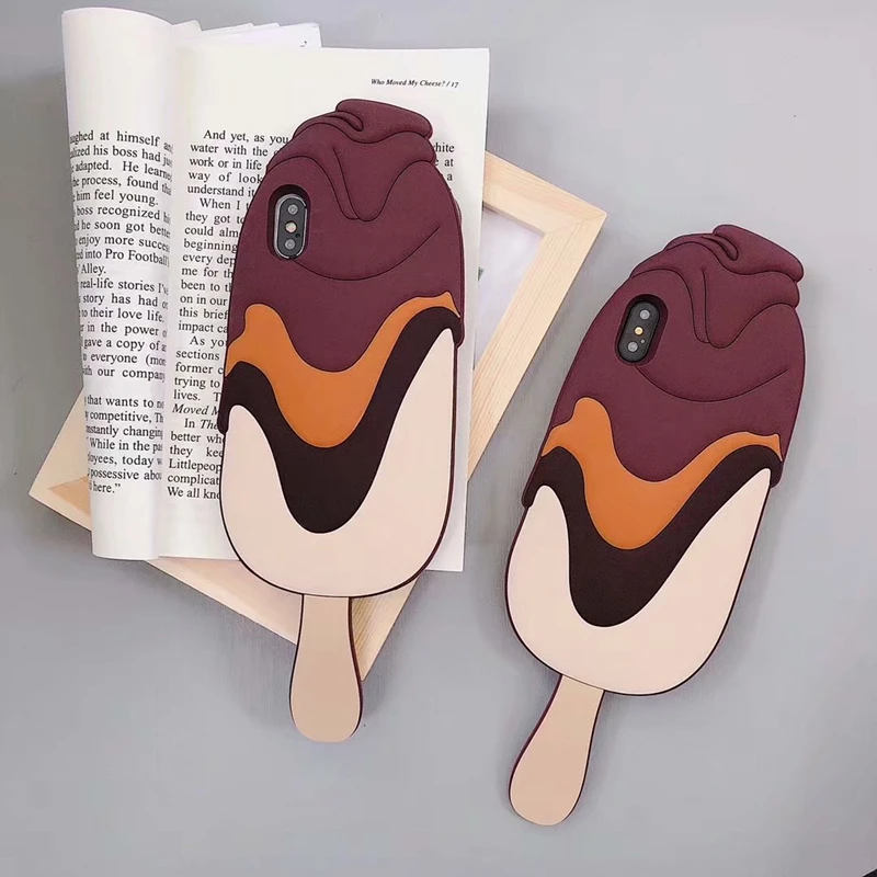 Мягкий силиконовый чехол-накладка с 3D милым мультяшным изображением шоколадного мороженого Фруктового мороженого для iphone X XS 6 6s 6 Plus 7 7Plus 8 8Plus