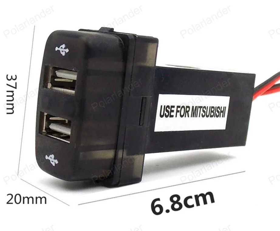 2-портный Dual Порты и разъёмы USB адаптер для MITSUBISHI специальный автомобиль Зарядное устройство 5 V 2.1A автомобиля DC-DC Мощность преобразователь для ввода/вывода телефонных звонках и сообщениях для мобильных устройств