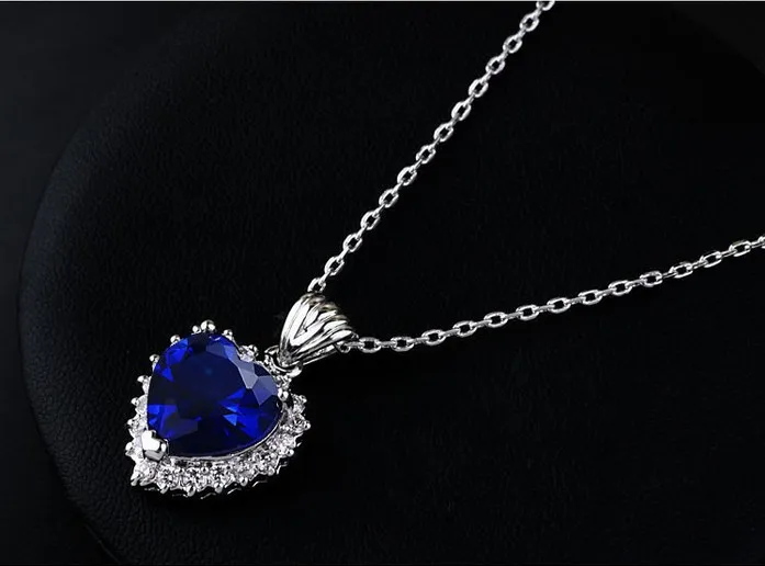 silver color and Blue Austrian Crystal The Heart Of Ocean Pendant Necklace Titanic For Women Jewelry | Украшения и аксессуары