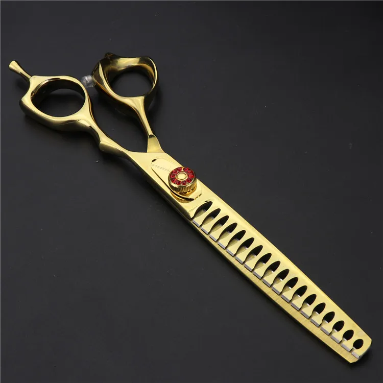 Golden Thinning 7 дюймов фиолетовый дракон собака Уход Ножницы Набор Собака Ножницы Профессиональные изогнутые ножницы для резки Истончение makas tijeras - Цвет: Golden Thinning