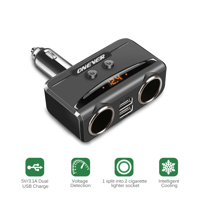 Volmeter Onever 12 В 24 Прикуривателя 3.1A Dual USB Автомобильное Зарядное Устройство Умный
