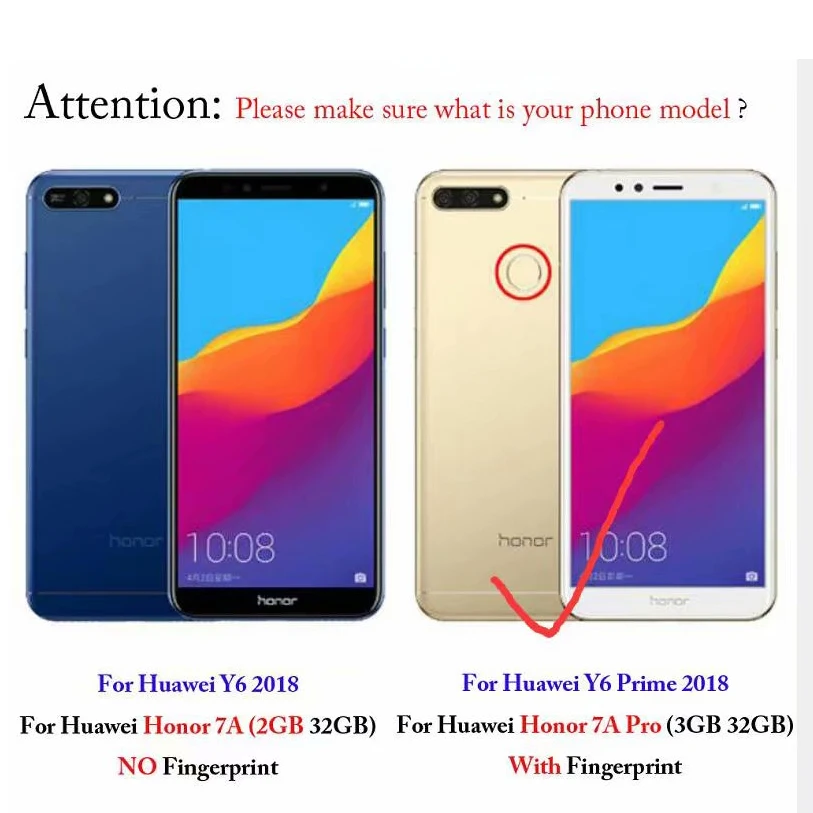 Жесткий чехол для Huawei Honor 7A Pro с распознаванием отпечатков пальцев Enjoy 8E Y6 Prime 2018 ZGAR