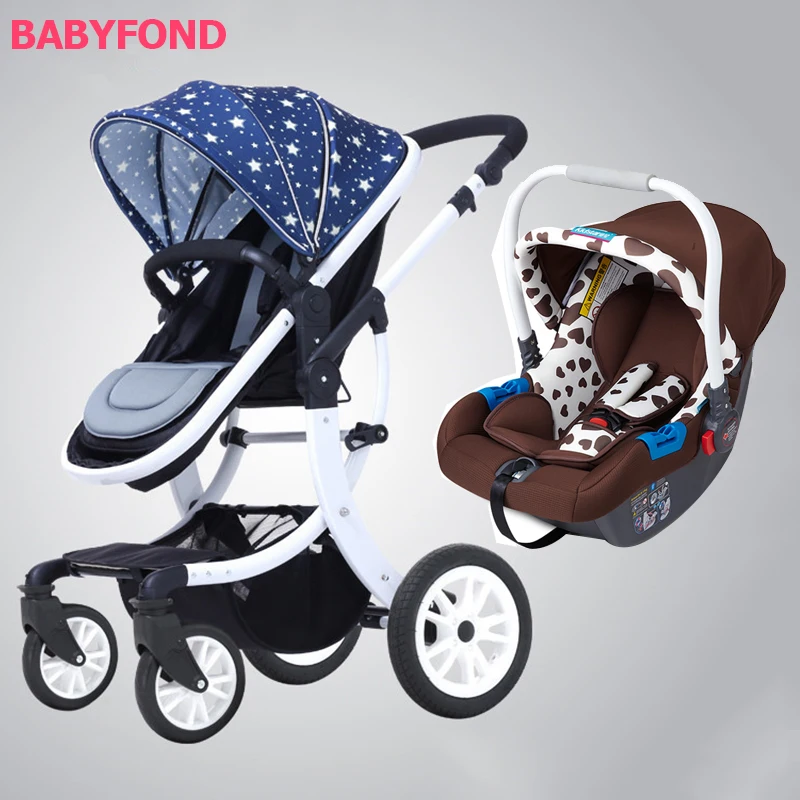 

3 in 1 stroller High landscape baby stroller can sit reclining lightweight folding shock absorber BB baby children push stroller