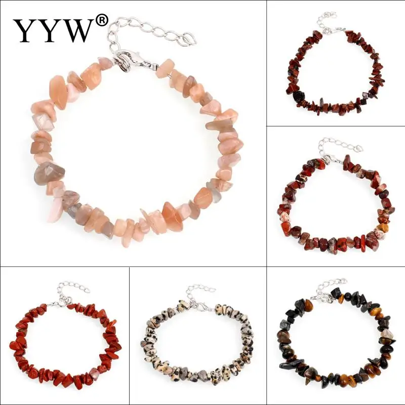 Женский браслет с драгоценным камнем в богемном стиле кристаллами и эластичным