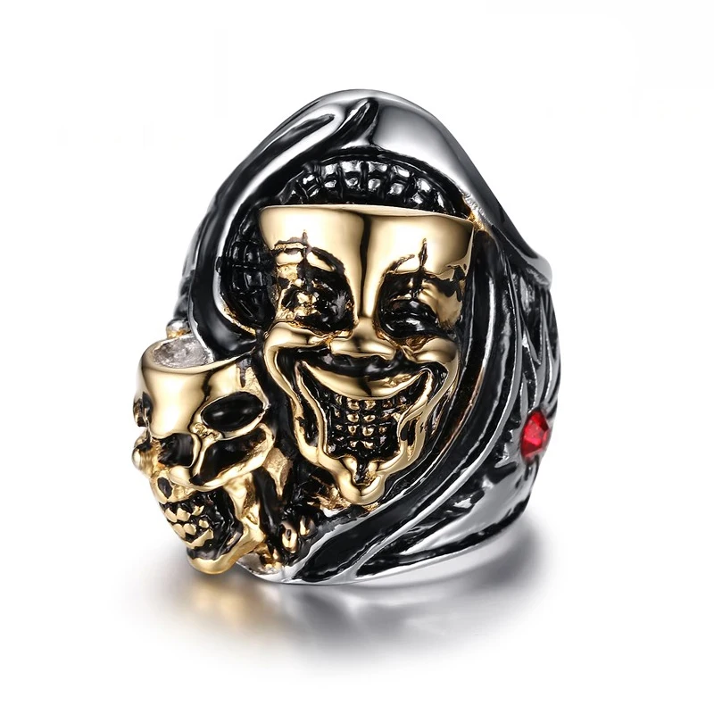 Бесплатная доставка две головы Призрак Кольцо Нержавеющая сталь Jewelry Для мужчин