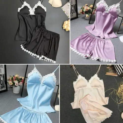 Женское атласное кружевное нижнее белье babydoll комплект ночного белья пижама