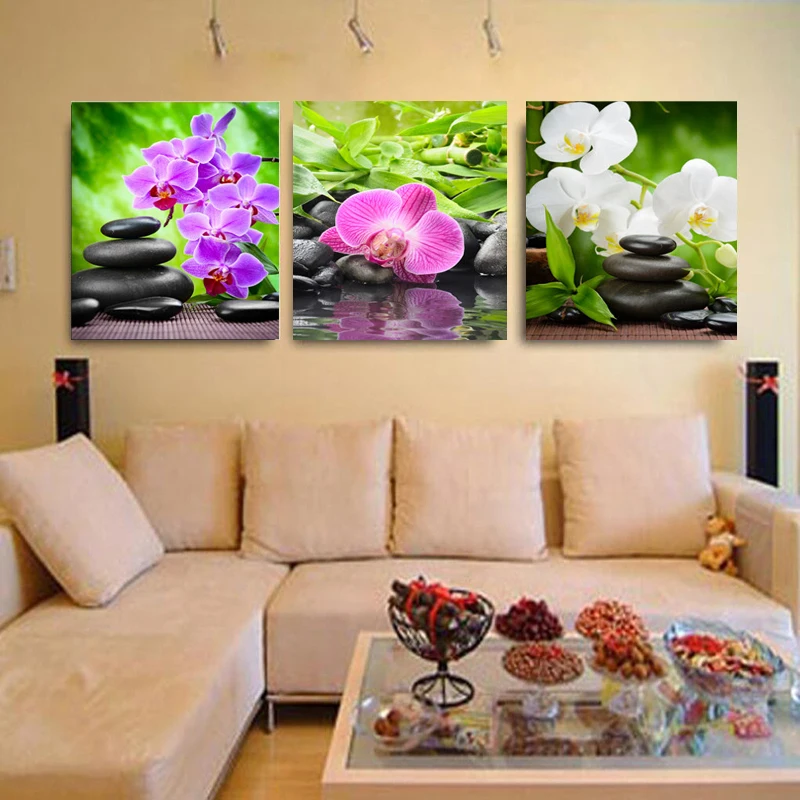 3 Панели картины на холсте цветочный узор Холст Картина Настенная картина