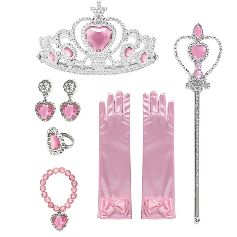 Pink Accessories Нарядное платье принцессы русалки; Одежда для девочек; вечерние платья Русалочки с блестками; детский летний костюм с рюшами на Хэллоуин - Цвет: Pink Accessories