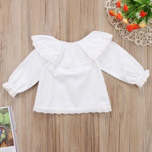 Baby Girls Off Shoulder Long Sleeve Tops Blouses Cute Cotton Clothes Newborn Clothing Lace |