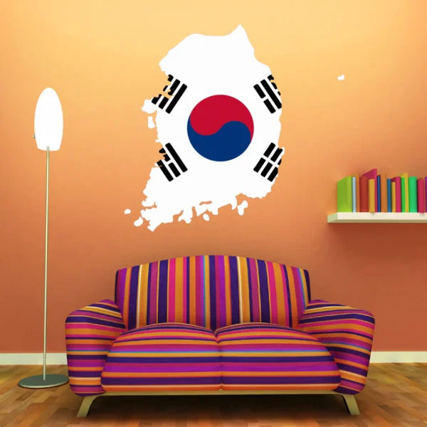 

Flag Map of South Korea Wall Vinyl Sticker Pattern Custom Home Decor Wedding PVC Wallpaper Fashion Design Poster