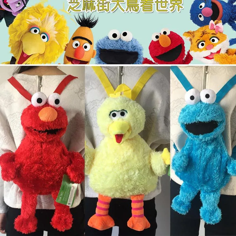 45cm Bags Anime Sesame Street Elmo Plush Backpack Soft Stuffed Schoolbag Kids Best Gifts