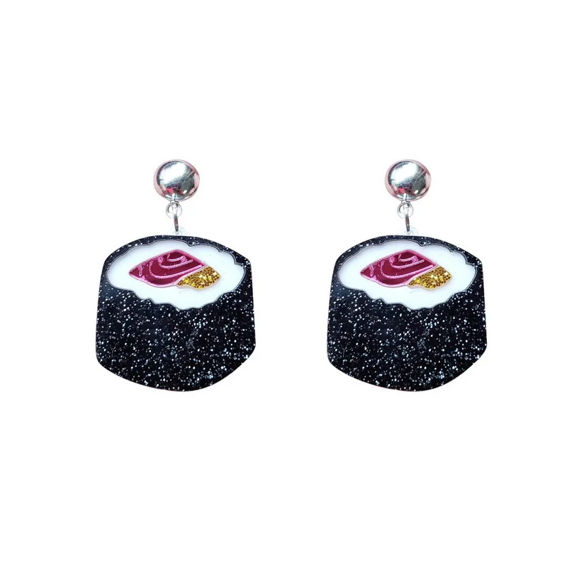 New Arrival Super Cute Japanese Rice Balls Acrylic Drop Earrings For Female Sushi Food Shape Funny Dangle Jewelry | Украшения и