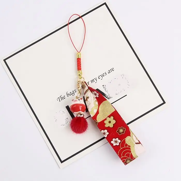 Maneki Neko Lucky Cat Fat Plutus кот помпон помпоны брелок женский меховой брелок металлические брелки для ключей ключи от машины сумка Подвеска D147