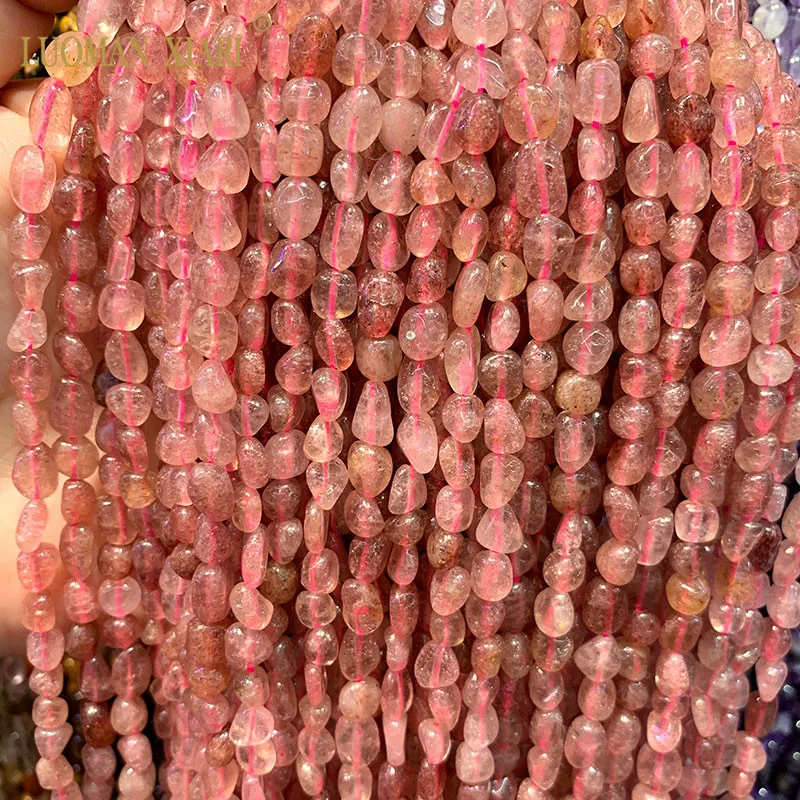 Strawberry crystal AAA естественный неправильной формы 5-8 мм каменные бусины розовый кварц аметисты Агаты для самостоятельного изготовления ювелирных изделий браслет ожерелье - Цвет: Strawberry crystal