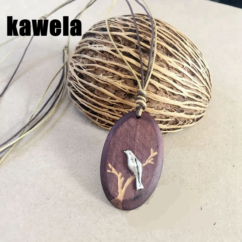 

New Wood Bird Design Pendant Necklace Vintage Style