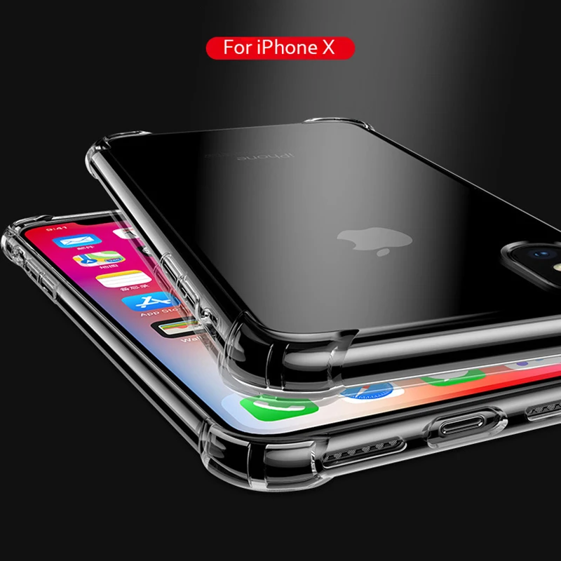 Чехол для iPhone 6 S Plus 7 8 Чехлы супер тонкий прозрачный ударопрочный Прозрачный