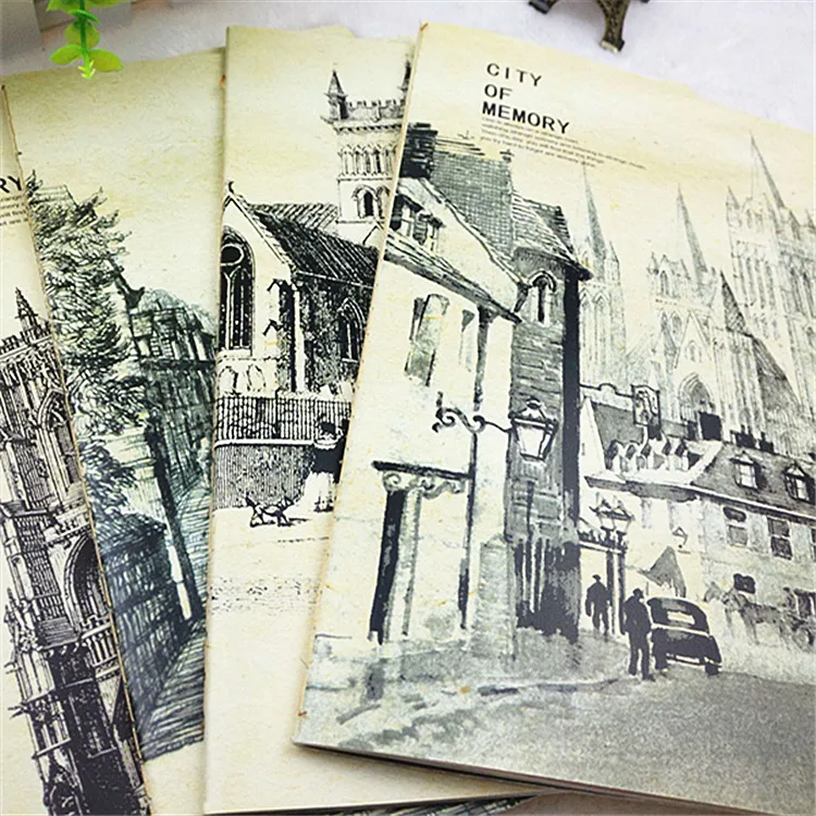 

Vintage 16k stitch notebook colorful innner paper notepad diary stationery 4 pieces/set