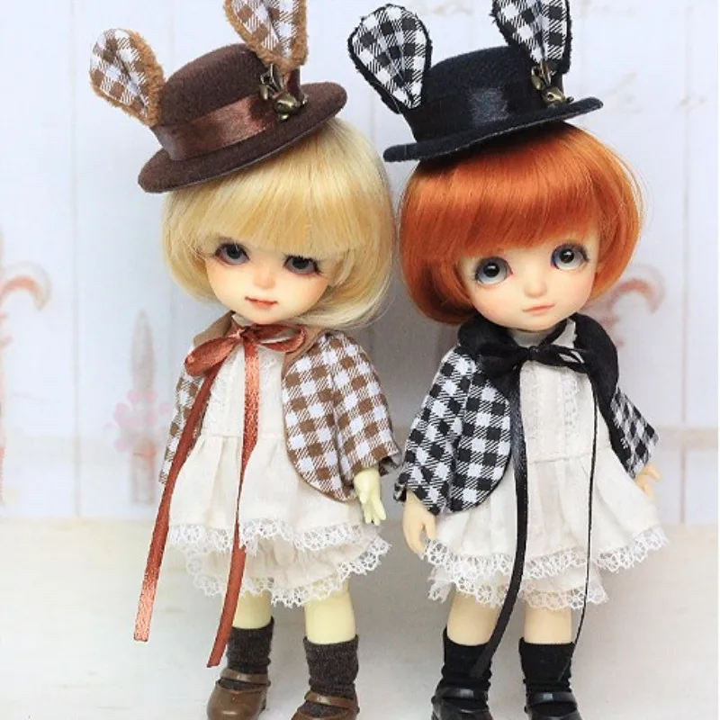 

Шарнирный костюм 16 см, одежда для кукол, британский джентльмен, шляпа, костюмы с кроличьими ушками-Lati with doll imda