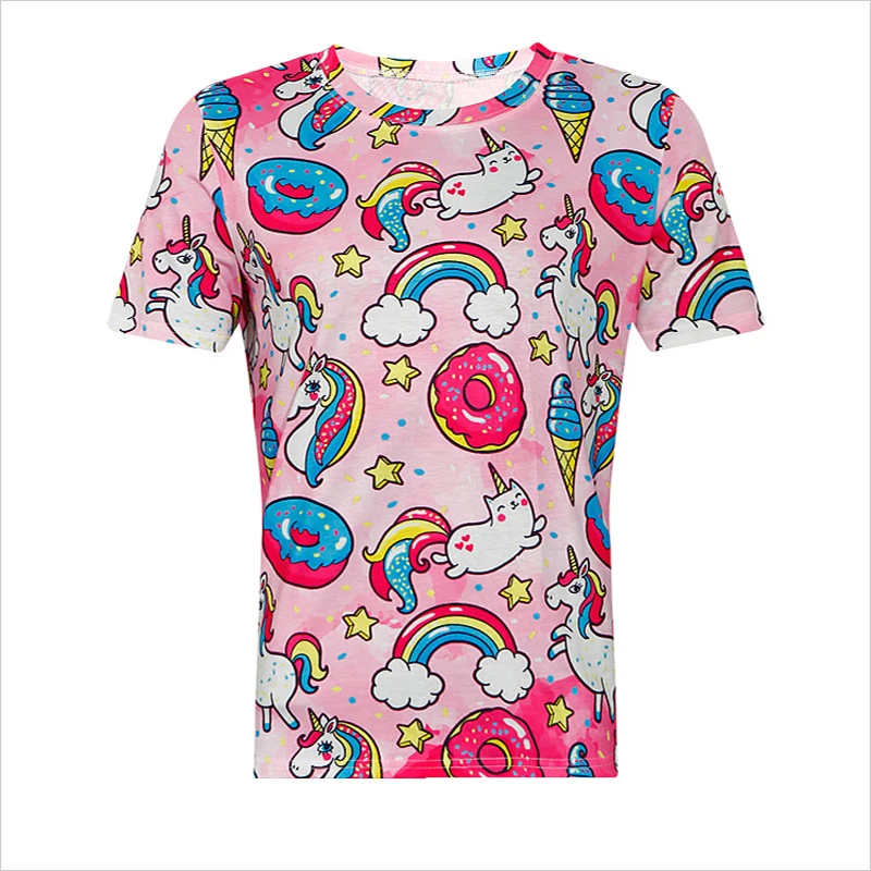 7mang 2018 Летняя женская милая розовая футболка с принтом кота и мороженого женские