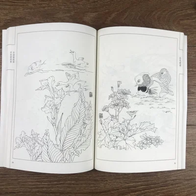 Художественная книга для рисования цветов и птиц, книга-раскраска для взрослых, книга для релаксации и антистрессовой живописи
