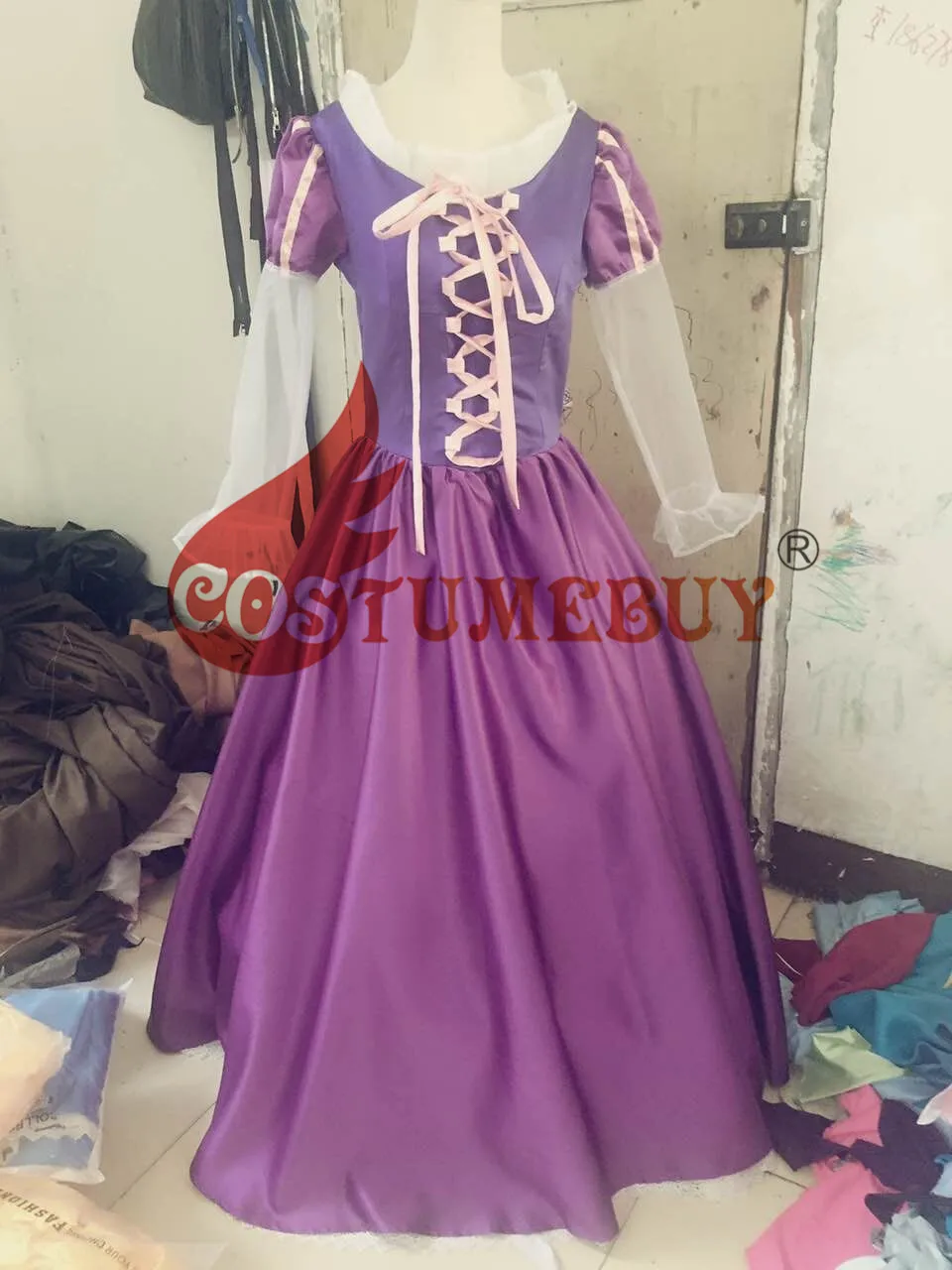 Costumebuy Рапунцель платье Хэллоуин костюмы для взрослых для женщин принцесса Рапунцель Костюм для косплея фиолетового цвета нарядное платье