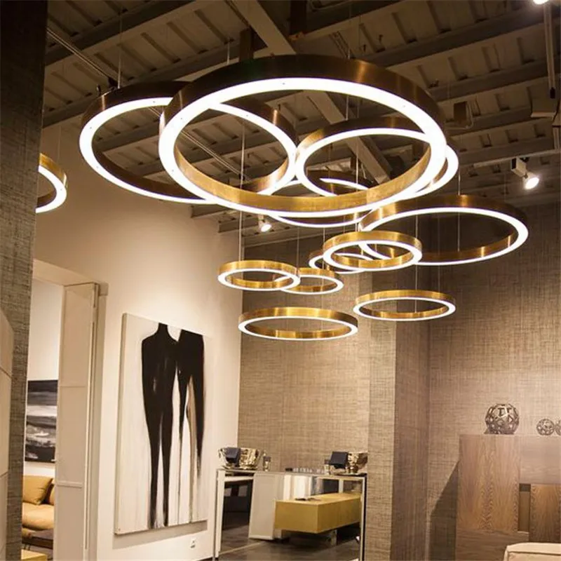 Простой Модный золотой современный светодиодный подвесной светильник акриловый