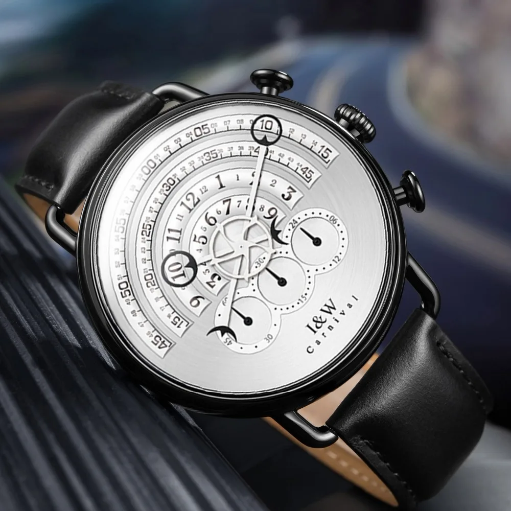 Модные спортивные часы для мужчин Топ бренд карнавал хронограф кварцевые