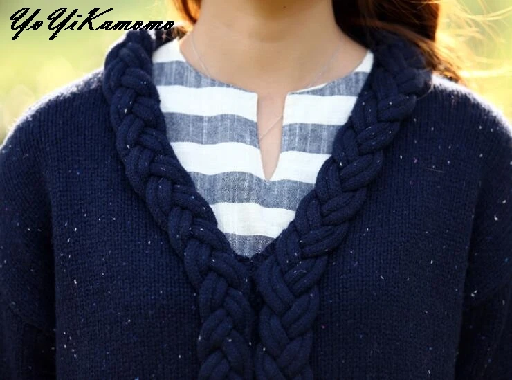 YoYiKamomo 2018 Women Sweater Spring Vintage Japanese Mori Girl Knit Twist V-neck Long-sleeved Pullovers Cute Tops | Женская одежда