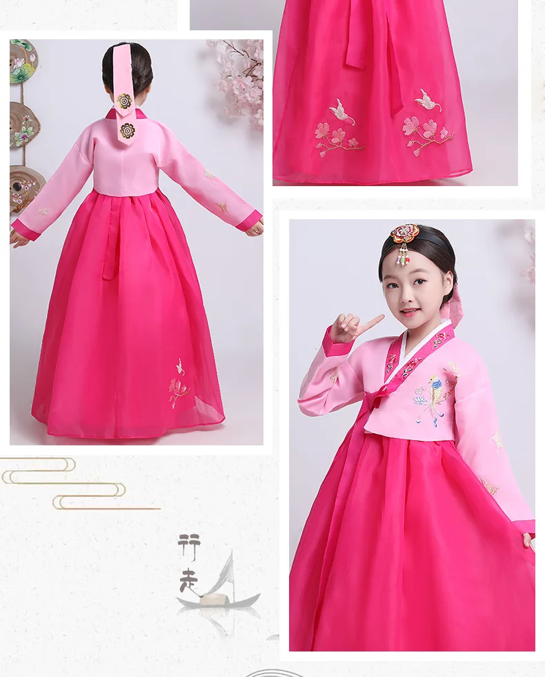 Детская одежда с вышивкой Korea Hanbok традиционное платье; подходит для свадьбы в Корейском стиле «ханбок» для Для женщин Винтаж Южно-корейский танец меньшинств Костюмы