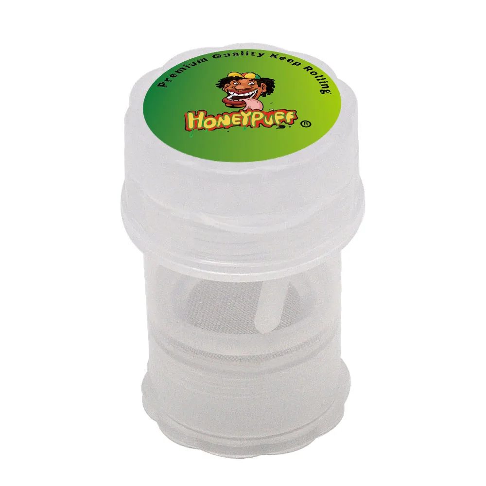 

HONEYPUFF Plastic Tobacco Herb Grinder 40MM 4 Layer Herb Spice Grinder With Sharp Shark Teeth Plus Big Storage Container Crusher