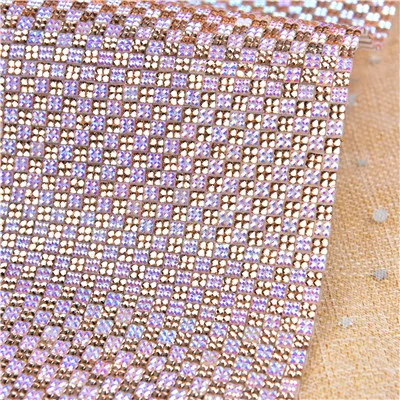 light peach color 24*20 см исправление смолы радужные стразы отделка Хрустальный лист металлическая аппликация сетчатый страз лента окантовка для DIY украшения - Цвет: light peach color