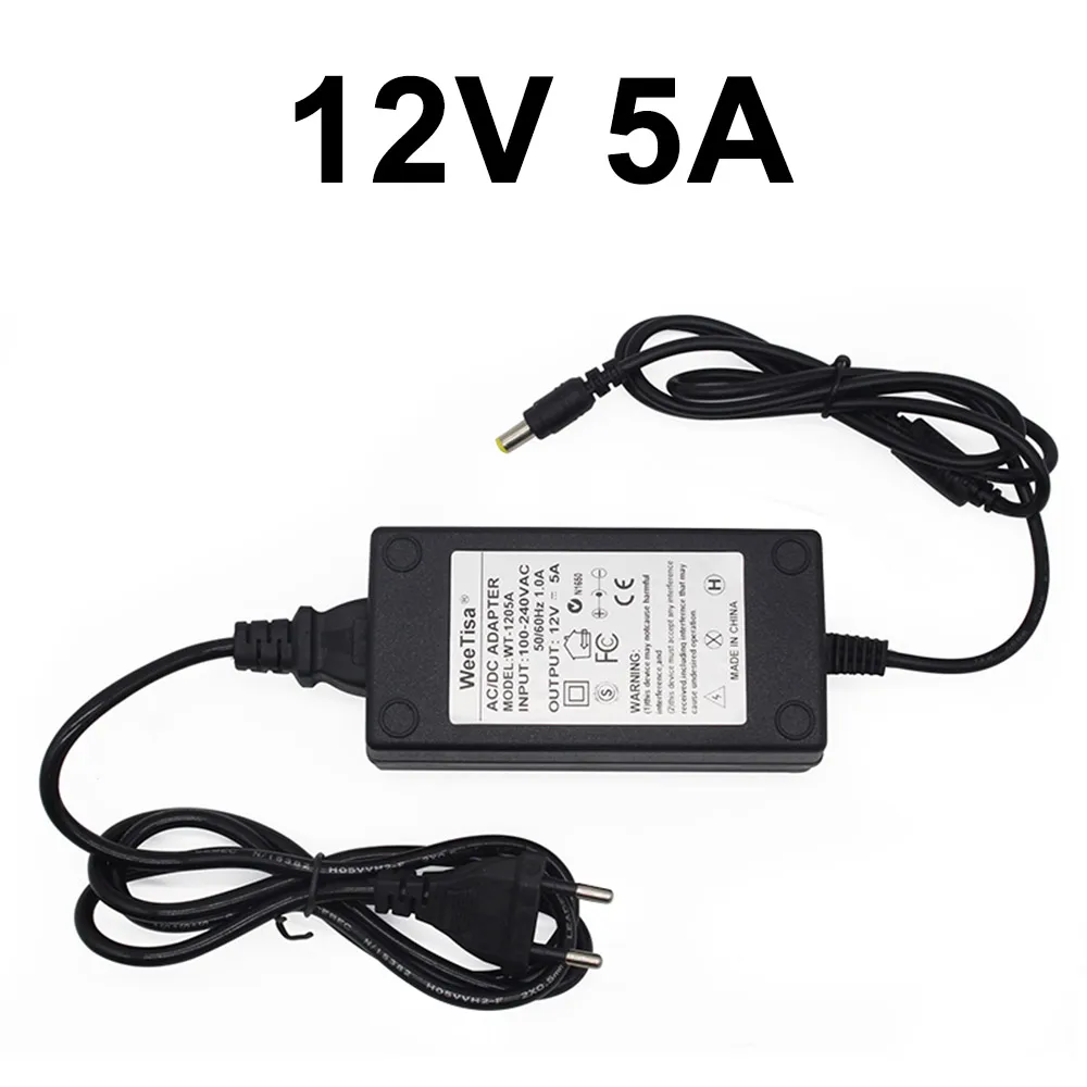 12V 5A 12 V адаптер питания 1A 2A 3A 4A 5A 6A 8A 10A 15A 12 вольт источник питания AC 110V 220V к DC 12 V светодиодный трансформатор для светодиодной ленты - Цвет: 12V 5A