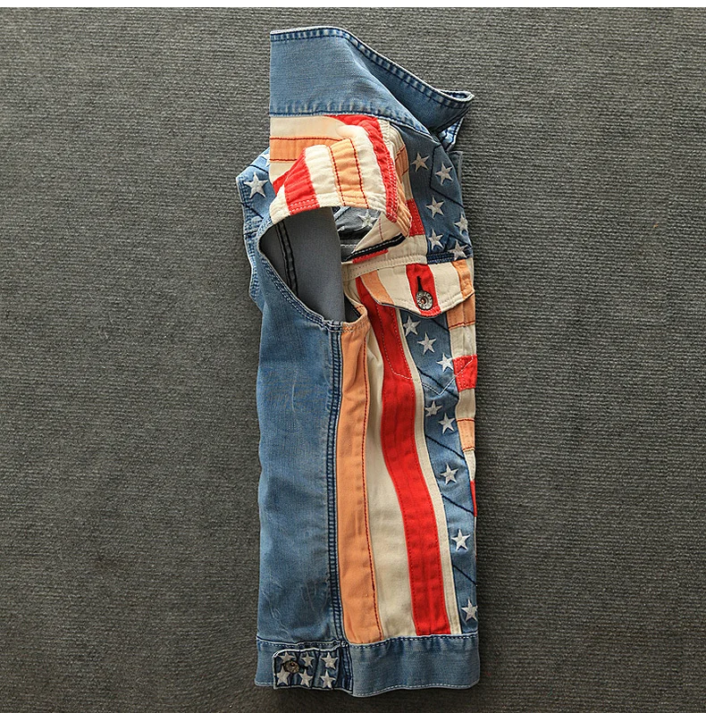 New 2015 Spring and Summer men's denim vest casual Slim lapel striped mens sleeveless jean jacket | Тематическая одежда и