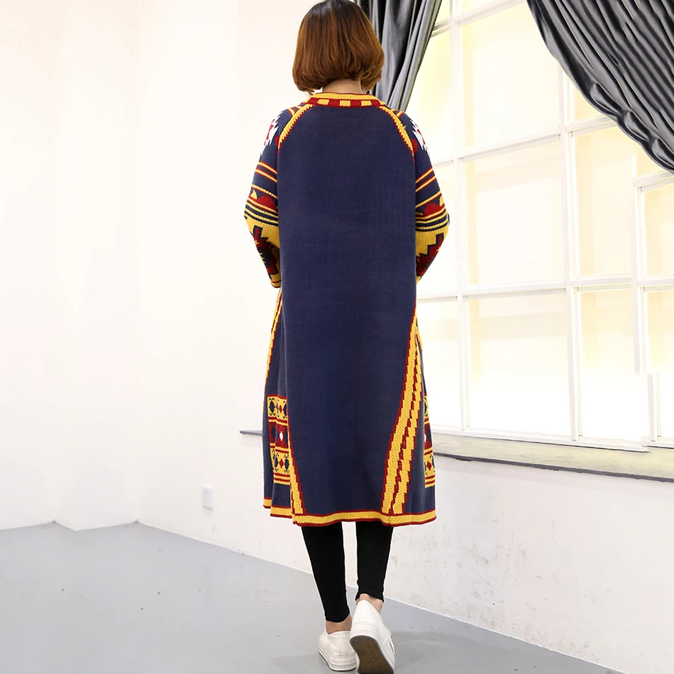 Этнические Длинные кардиганы с геометрическим принтом женские пончо 2018