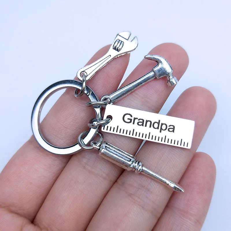 Grandpa Модные мужские брелки для папы/дедушки из нержавеющей стали, брелок для ключей, отвертка, ключ, линейка, подарок на день отца, брелок, ювелирные изделия - Цвет: Grandpa