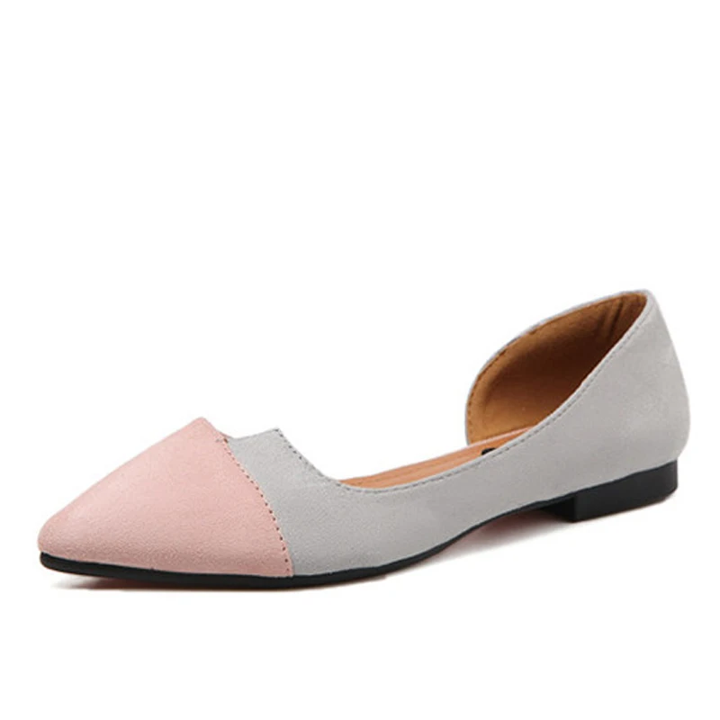Розовый YAERNIpatchwork сбоку hollowout квартиры корейский дизайн velvetmoccasins девочек балетки на плоской подошве Новинка для женщин повседневные singleshoes обувь для вождения - Цвет: Розовый
