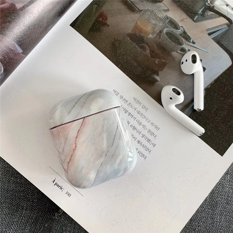 Защитный чехол для наушников Airpods с мраморным узором путешествий классический