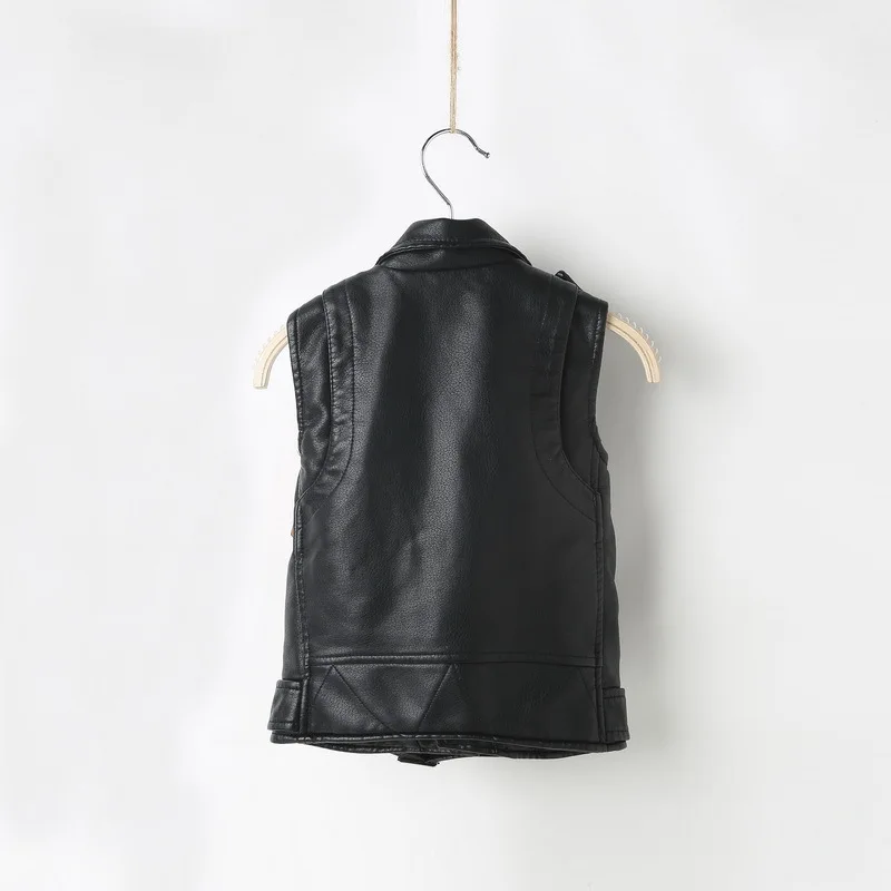 

2020 Autumn Baby Girls Boys PU Vest Zipper Turndown Collar Fashion Silver/Black/Red Windbreaker Clothes for boy girl WaistCoat