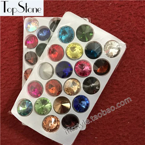 18mm 20pcs Микс цветов модные Rivoli камень Pointback круглые стеклянные кристаллы ювелирных изделий, DIY украшения 6 мм 8 мм, 10 мм, 12 мм, 14 мм, 16,18 мм - Цвет: 18mm 20pcs