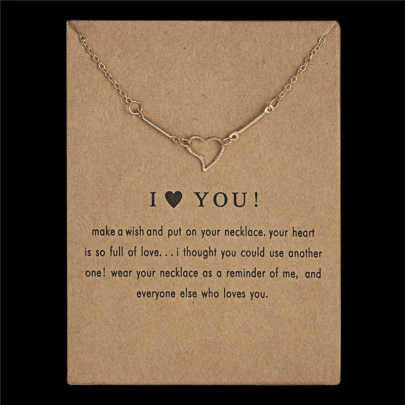 Rinhoo 1pc Minimalist Heart make a wish plated I LOVE YOU Pendant necklace Clavicle Chains Necklaces Women New Jewelry Gift | Украшения и