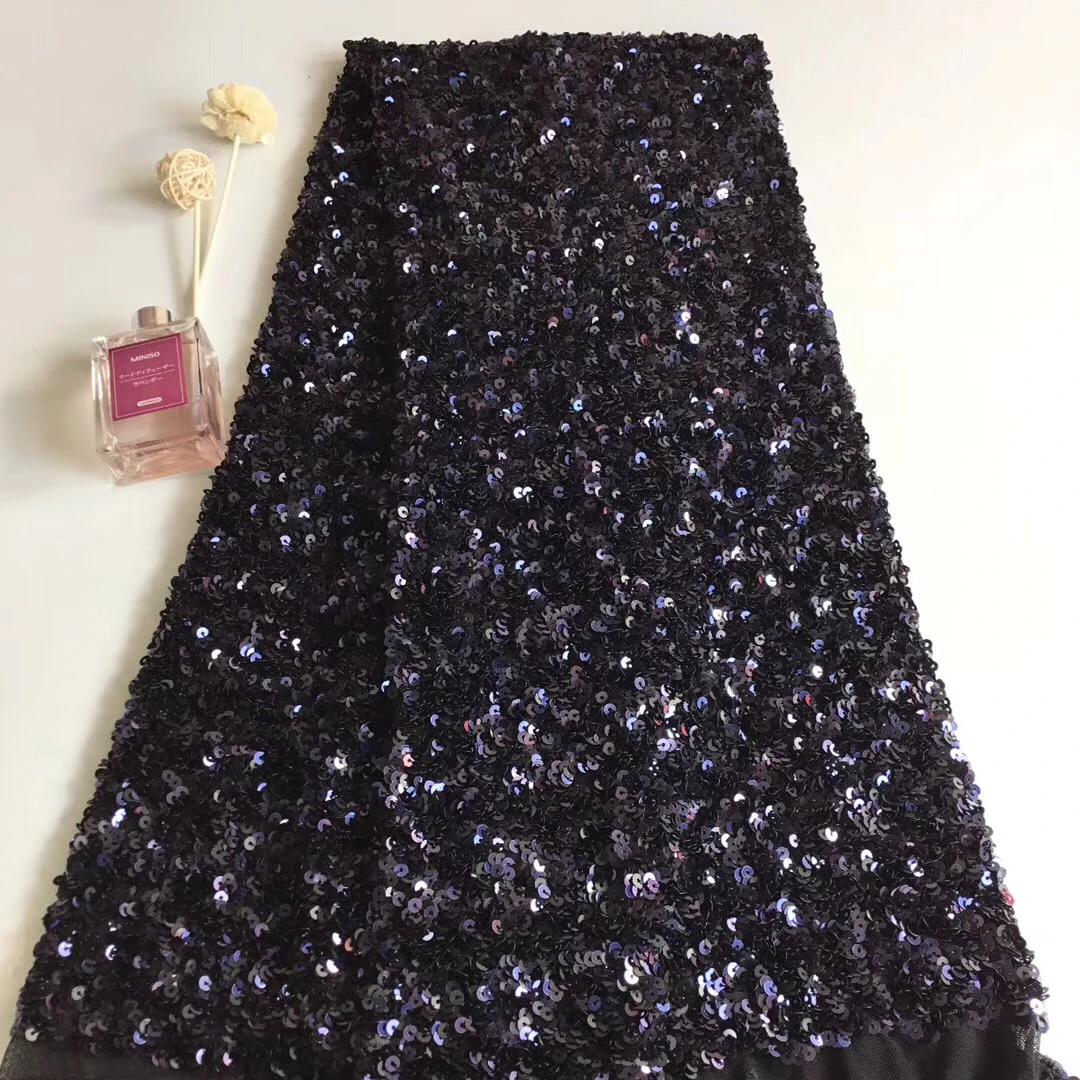 2019 High Quality African Lace Fabric French Net Embroidered Sequins Tulle Nigeria Evening Gown T3103 | Дом и сад