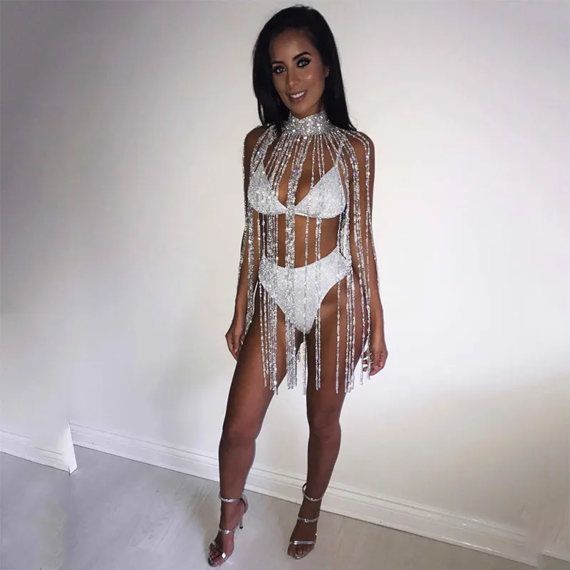 Новое блестящее ожерелье StoneFans с кисточками Эффектное длинное накидкой для