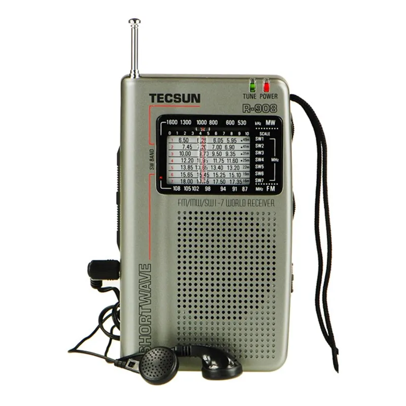 Оригинал TECSUN R 908 AM/FM/SM/MW (11 полосы) мульти Групп Радиоприемник Трансляция С